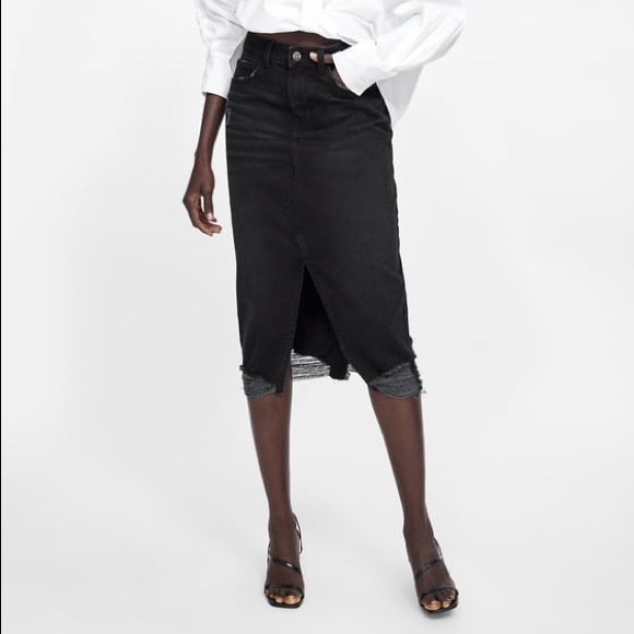 zara denim pencil skirt